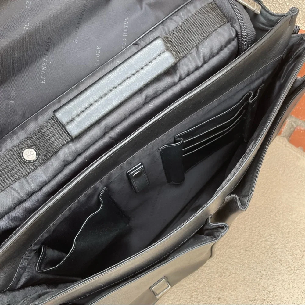 Kenneth Cole New York Large Vegan Briefcase with Laptop sleeve in Black
